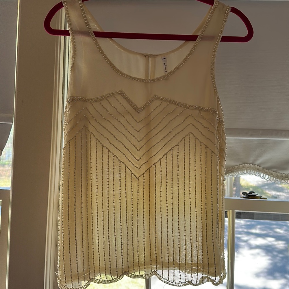 Willow and clay off white beaded top